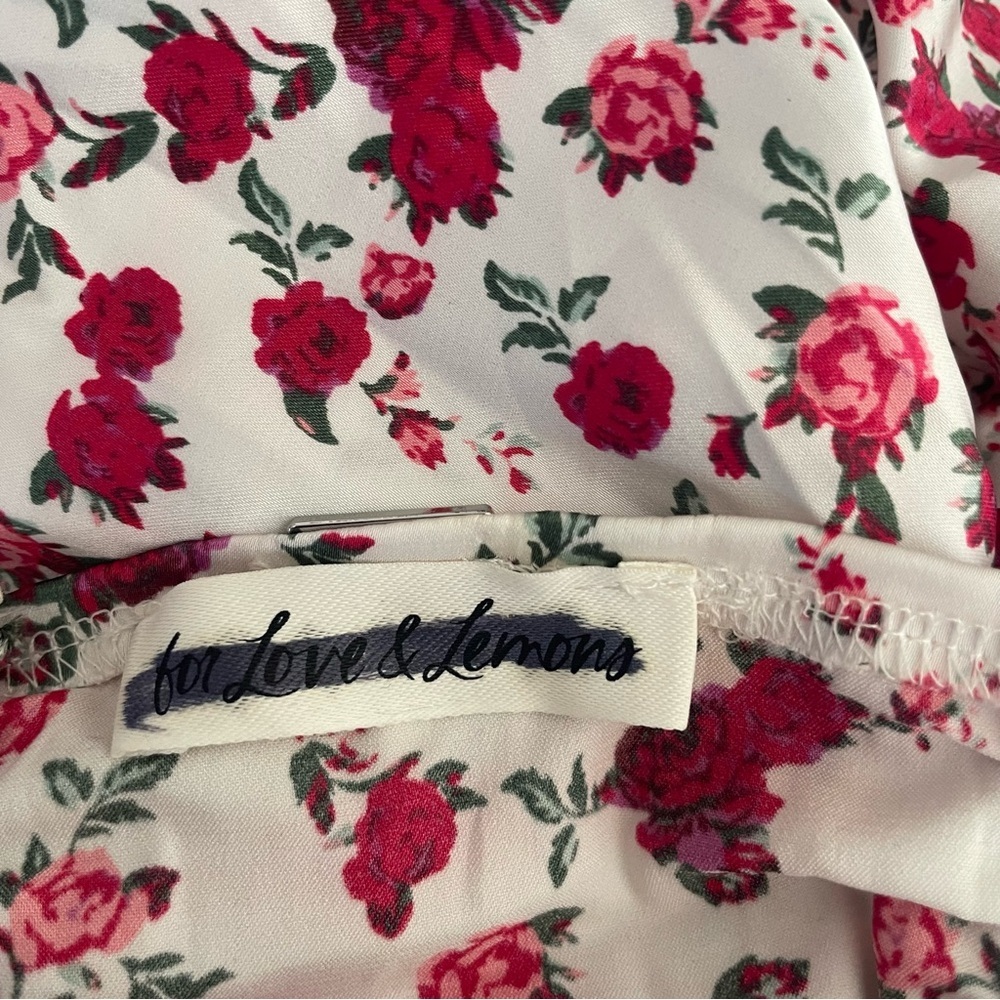 For Love & Lemons Melrose ruched rose Floral Mini Dress 38107 - Picture 8 of 16